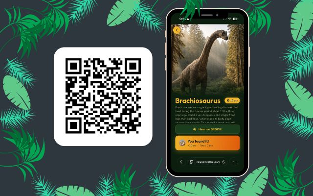 QR Dino Trail — scan codes to earn Dino Dollars